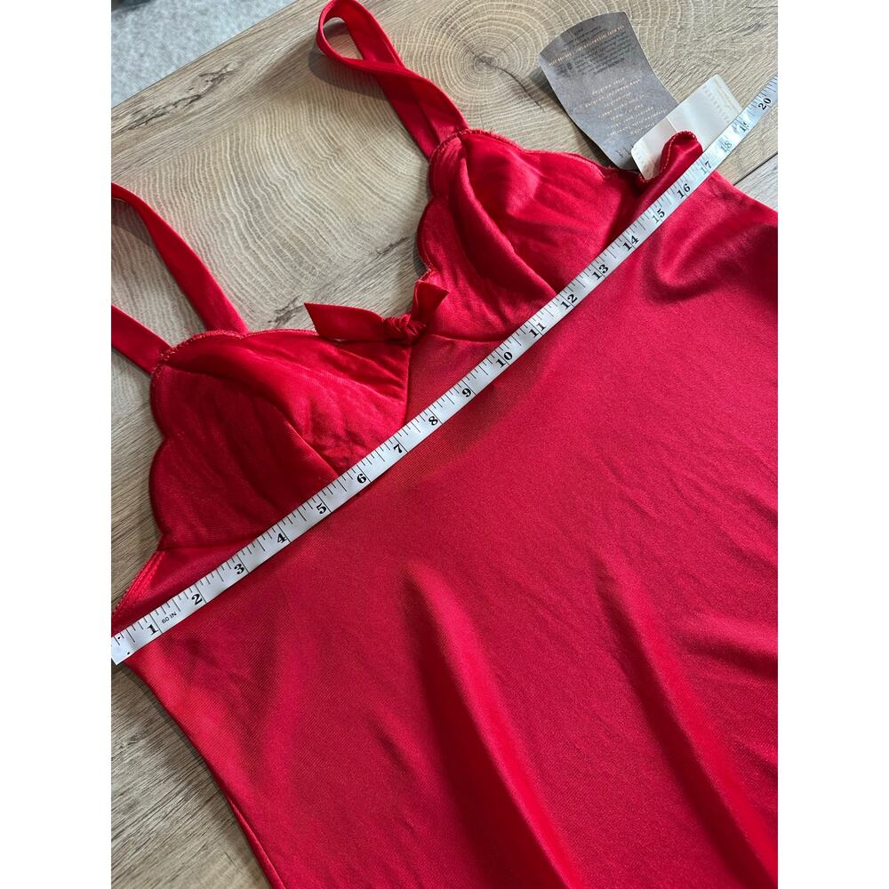 Vintage Deadstock Vassarette Nightie Mini Dress Slip Red M - Picture 10 of 12